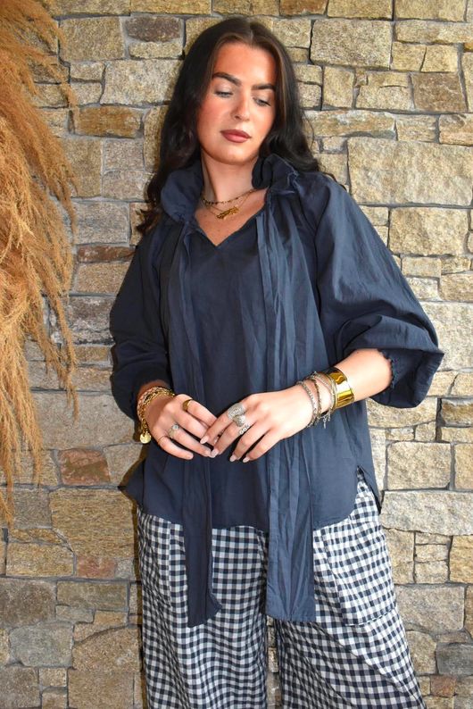 Larc Poet Blouse Navy